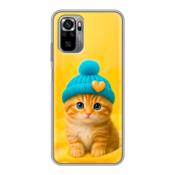 Силиконовый чехол на Xiaomi RedMi Note 10S с принтом Котенок в шапке Силиконовый чехол на Xiaomi RedMi Note 10S с принтом Котенок в шапке
