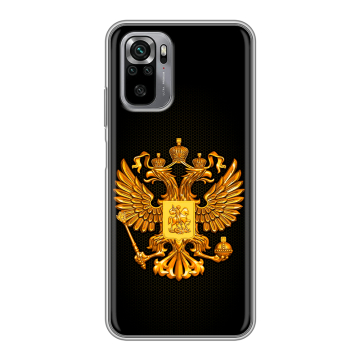 Силиконовый чехол на Xiaomi RedMi Note 10S с принтом Герб России желтый