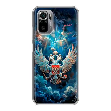 Силиконовый чехол на Xiaomi RedMi Note 10S с принтом Герб флаг России