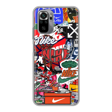 Силиконовый чехол на Xiaomi RedMi Note 10S с принтом Найк Nike яркий