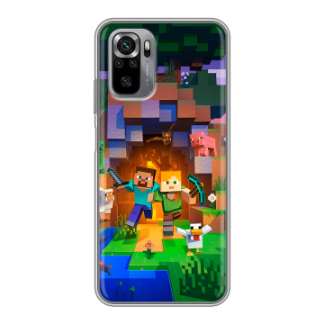 Силиконовый чехол на Xiaomi RedMi Note 10S с принтом Майнкрафт Minecraft