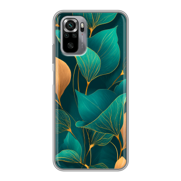 Силиконовый чехол на Xiaomi RedMi Note 10S с принтом Листья и золото Силиконовый чехол на Xiaomi RedMi Note 10S с принтом Листья и золото