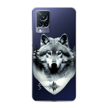 Силиконовый противоударный чехол на Vivo V21 с принтом Волк в лесу Силиконовый противоударный чехол на Vivo V21 с принтом Волк в лесу