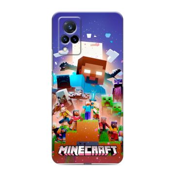 Силиконовый противоударный чехол на Vivo V21 с принтом Майнкрафт Minecraft
