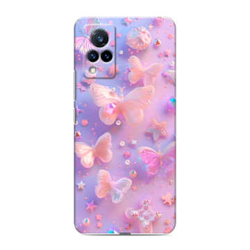 Силиконовый противоударный чехол на Vivo V21 с принтом Бабочки Силиконовый противоударный чехол на Vivo V21 с принтом Бабочки