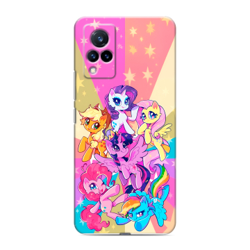 Силиконовый противоударный чехол на Vivo V21 с принтом My little pony Дружба чудо Силиконовый противоударный чехол на Vivo V21 с принтом My little pony Дружба чудо