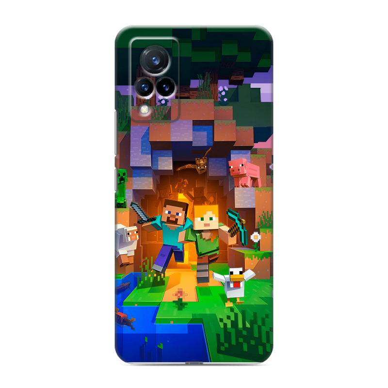 Силиконовый противоударный чехол на Vivo V21 с принтом Майнкрафт Minecraft Силиконовый противоударный чехол на Vivo V21 с принтом Майнкрафт Minecraft
