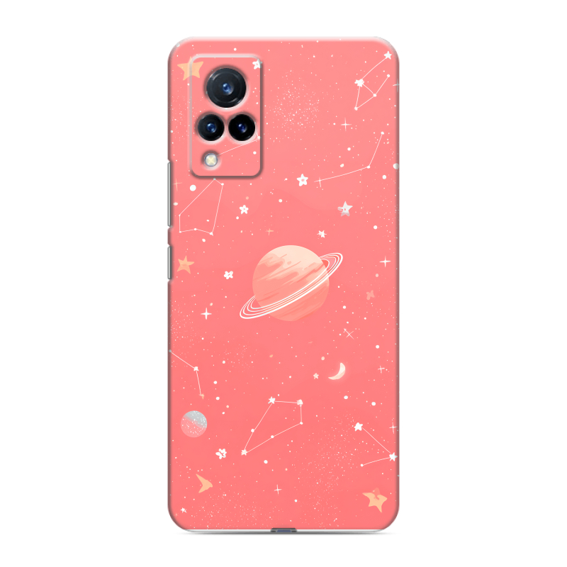 Пластиковый чехол на Vivo V21 с принтом Розовый космос Пластиковый чехол на Vivo V21 с принтом Розовый космос