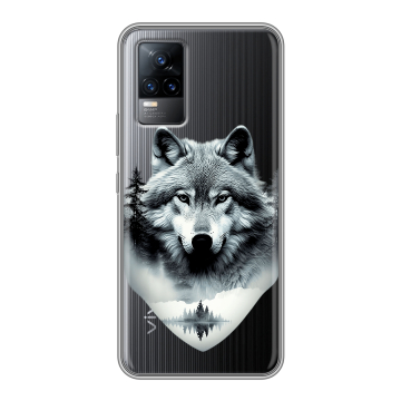 Силиконовый чехол на Vivo V21e с принтом Волк в лесу Силиконовый чехол на Vivo V21e с принтом Волк в лесу