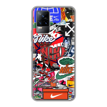 Силиконовый чехол на Vivo V21e с принтом Найк Nike яркий Силиконовый чехол на Vivo V21e с принтом Найк Nike яркий