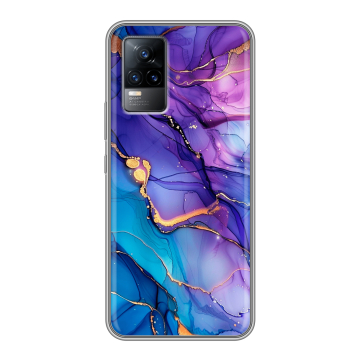 Силиконовый чехол на Vivo V21e с принтом синий мрамор Силиконовый чехол на Vivo V21e с принтом синий мрамор
