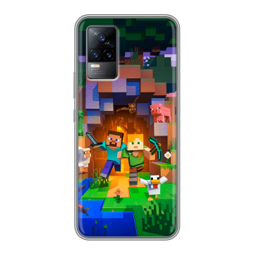 Силиконовый чехол на Vivo V21e с принтом Майнкрафт Minecraft