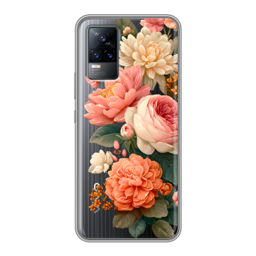 Силиконовый чехол на Vivo V21e с принтом цветы Силиконовый чехол на Vivo V21e с принтом цветы