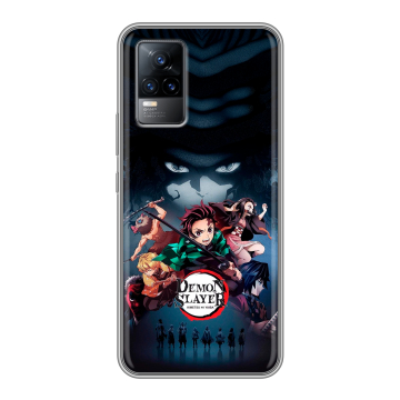 Силиконовый чехол на Vivo V21e с принтом Demon Slayer Клинок рассекающий демонов
