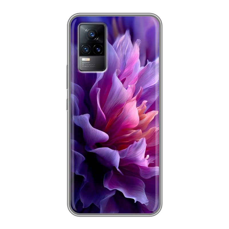 Силиконовый противоударный чехол на Vivo V21e с принтом женский цветы Силиконовый противоударный чехол на Vivo V21e с принтом женский цветы