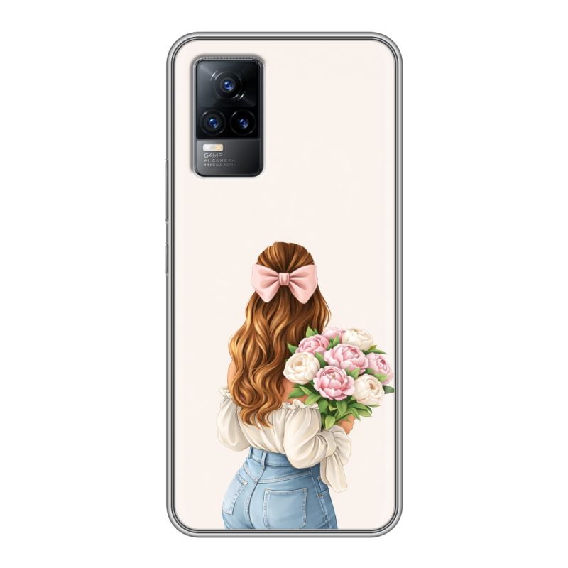 Силиконовый противоударный чехол на Vivo V21e с принтом женский Силиконовый противоударный чехол на Vivo V21e с принтом женский