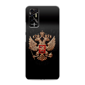 Силиконовый противоударный чехол на Tecno Pova 2 с принтом Герб России