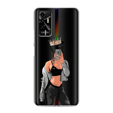 Силиконовый противоударный чехол на Tecno Pova 2 с принтом Женские принты