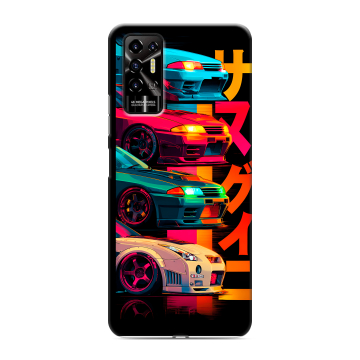 Силиконовый противоударный чехол на Tecno Pova 2 с принтом Гоночные машины