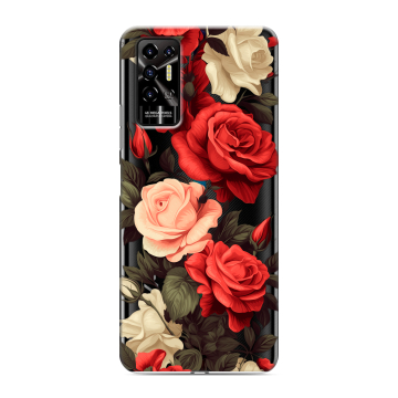 Силиконовый противоударный чехол на Tecno Pova 2 с принтом Розы