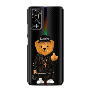 Силиконовый противоударный чехол на Tecno Pova 2 с принтом Плюшевый медведь