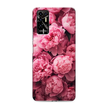 Силиконовый противоударный чехол на Tecno Pova 2 с принтом цветы пионы