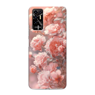 Силиконовый противоударный чехол на Tecno Pova 2 с принтом Розовые розы