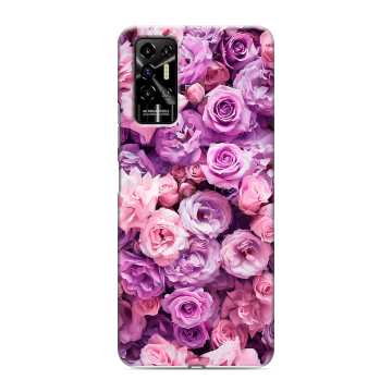 Силиконовый противоударный чехол на Tecno Pova 2 с принтом лавандовые розы