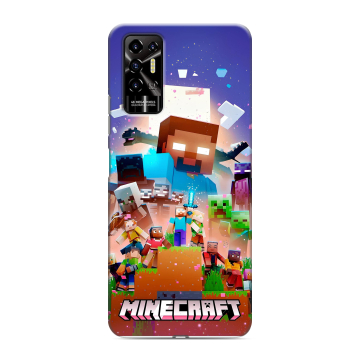 Силиконовый противоударный чехол на Tecno Pova 2 с принтом Майнкрафт Minecraft