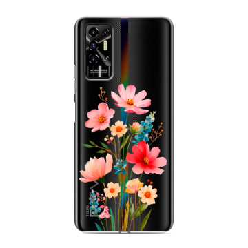 Силиконовый противоударный чехол на Tecno Pova 2 с принтом Цветы Силиконовый противоударный чехол на Tecno Pova 2 с принтом Цветы