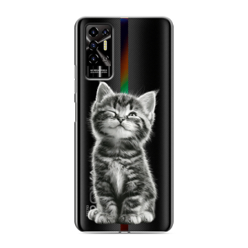 Силиконовый противоударный чехол на Tecno Pova 2 с принтом Котенок