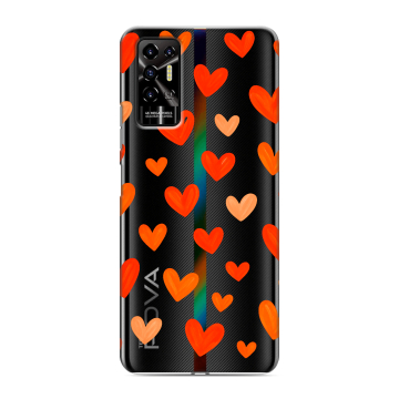Силиконовый противоударный чехол на Tecno Pova 2 с принтом Сердечки Силиконовый противоударный чехол на Tecno Pova 2 с принтом Сердечки