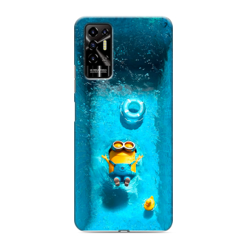 Силиконовый противоударный чехол на Tecno Pova 2 с принтом Миньоны