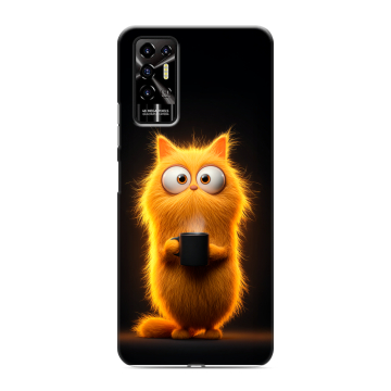 Силиконовый противоударный чехол на Tecno Pova 2 с принтом Смешной кот