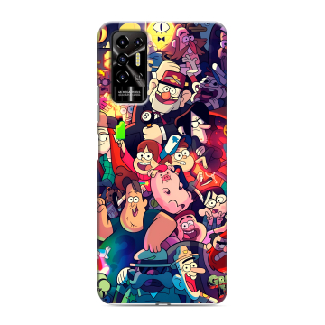 Силиконовый противоударный чехол на Tecno Pova 2 с принтом Gravity Falls Гравити Фолз