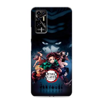 Силиконовый противоударный чехол на Tecno Pova 2 с принтом Demon Slayer Клинок рассекающий демонов