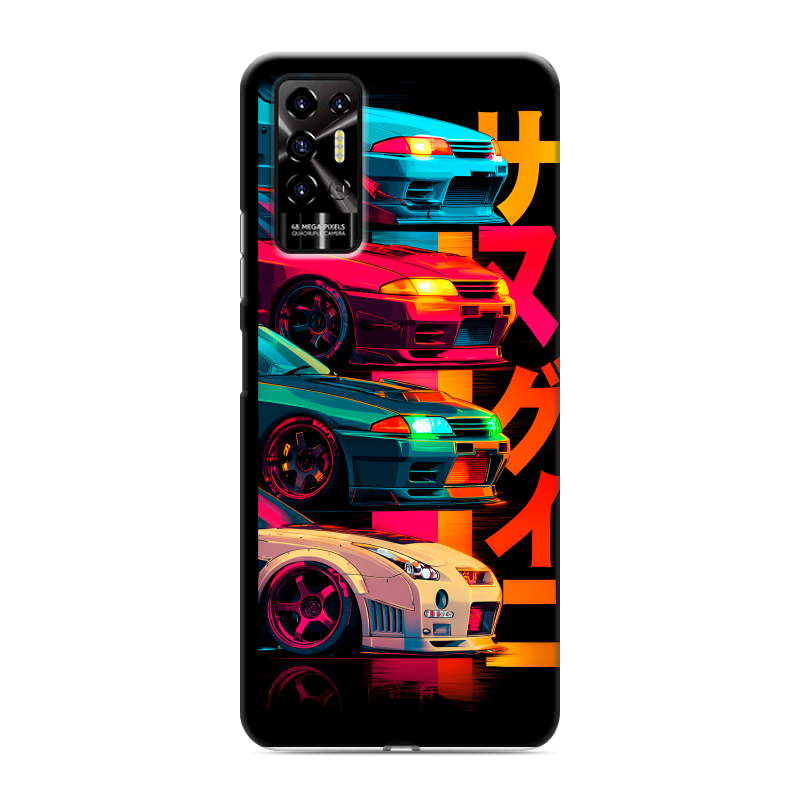 Силиконовый противоударный чехол на Tecno Pova 2 с принтом Гоночные машины Силиконовый противоударный чехол на Tecno Pova 2 с принтом Гоночные машины