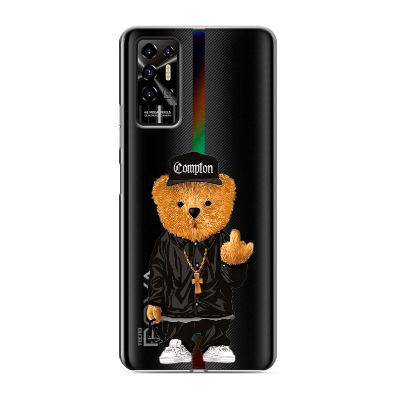 Силиконовый противоударный чехол на Tecno Pova 2 с принтом Плюшевый медведь Силиконовый противоударный чехол на Tecno Pova 2 с принтом Плюшевый медведь