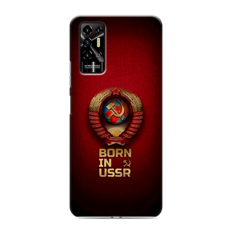 Силиконовый противоударный чехол на Tecno Pova 2 с принтом Флаг Герб СССР Силиконовый противоударный чехол на Tecno Pova 2 с принтом Флаг Герб СССР
