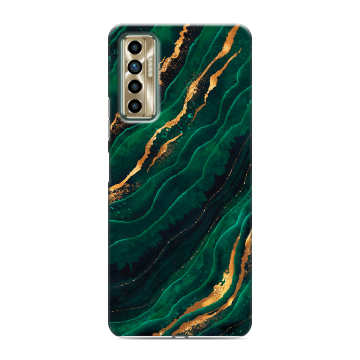 Силиконовый чехол на Tecno Camon 17P с принтом Мрамор зеленое золото Силиконовый чехол на Tecno Camon 17P с принтом Мрамор зеленое золото
