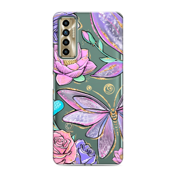 Силиконовый чехол на Tecno Camon 17P с принтом Бабочки и цветы Силиконовый чехол на Tecno Camon 17P с принтом Бабочки и цветы
