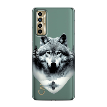 Силиконовый чехол на Tecno Camon 17P с принтом Волк в лесу Силиконовый чехол на Tecno Camon 17P с принтом Волк в лесу