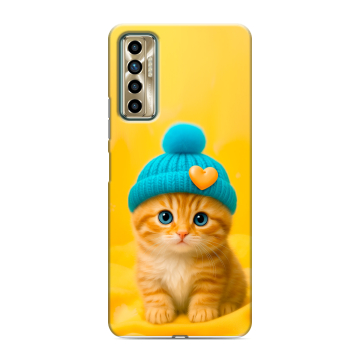 Силиконовый чехол на Tecno Camon 17P с принтом Котенок в шапке Силиконовый чехол на Tecno Camon 17P с принтом Котенок в шапке
