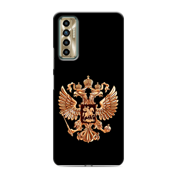 Силиконовый чехол на Tecno Camon 17P с принтом Герб России золотой Силиконовый чехол на Tecno Camon 17P с принтом Герб России золотой