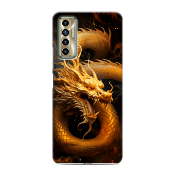 Силиконовый чехол на Tecno Camon 17P с принтом Золотой дракон Силиконовый чехол на Tecno Camon 17P с принтом Золотой дракон