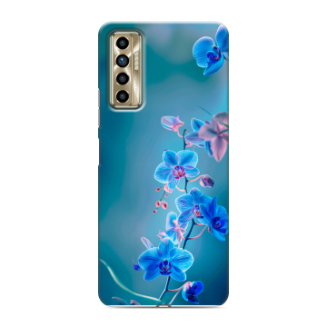 Силиконовый чехол на Tecno Camon 17P с принтом Голубые цветы Силиконовый чехол на Tecno Camon 17P с принтом Голубые цветы