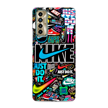 Силиконовый чехол на Tecno Camon 17P с принтом найк nike черный Силиконовый чехол на Tecno Camon 17P с принтом найк nike черный