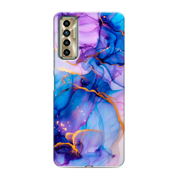 Силиконовый чехол на Tecno Camon 17P с принтом синий мрамор