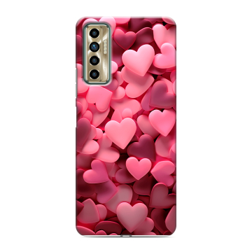 Силиконовый чехол на Tecno Camon 17P с принтом розовые сердечки Силиконовый чехол на Tecno Camon 17P с принтом розовые сердечки