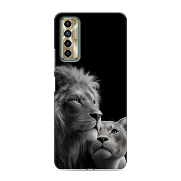 Силиконовый чехол на Tecno Camon 17P с принтом Лев кошки Силиконовый чехол на Tecno Camon 17P с принтом Лев кошки